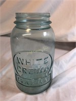Vintage White Crow Mason Jar 4" X  7"