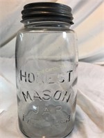 Vintage Honest Mason Jar Patent 1858