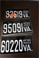 9 Reproduction Antique Vehicle Tags