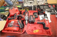 4 Milwaukee Cordless Drills w/ Batteries & Charger