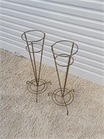 Pair of Brass Wire Planter Pot Stands