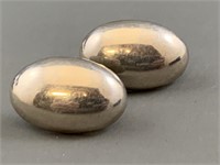 Pair of Retro Sterling Silver Oval Earrings