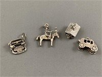 Lot of 4 Sterling Silver Three Dimensional Charms