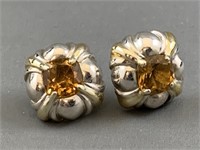 Sterling Silver Earrings with Amber Stones