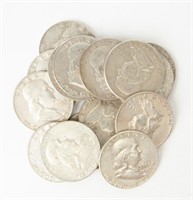Coin 15 Assorted Benjamin Franklin Half Dollars