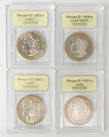 Coin 4 Graded Morgan Silver Dollars In One Lot