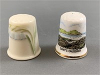 Cased Belleek Thimble, plus one