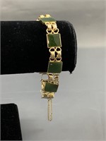 Costume Bracelet with Inset Jade Panels