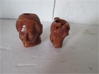 2 HAND CARVED  WOODEN TOBACCO PIPES