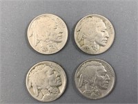 Lot of 4 American Buffalo Nickels
