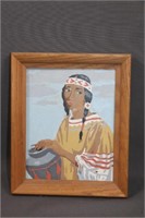 C1950 Southwest Native American Woman Oil