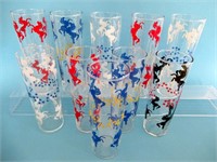 Ponies and Stars Cocktail Glasses Lot of 10
