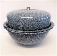 Vintage Grey Graniteware Dough Bowl