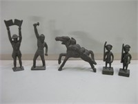 5 Cast Iron Military Figurines - 4.5" Tallest