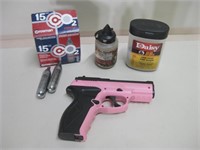 Wildcat CO2 Pink BB Pistol w/ Shown Accessories