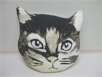 Cat Face Pillow / Cushion - About 17" x 16" x 6"
