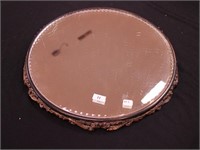 Vintage mirrored 14 1/2" plateau with metal base