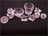 10 pieces of Orrefors crystal: 5 1/2" vase,