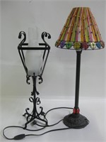 28" Working Table Lamp & 22" Metal Candle Holder