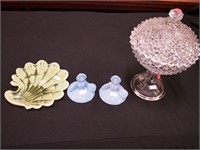 Early American pressed glass covered compote,