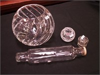 Four pieces of glass: cut crystal 8" high