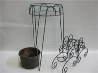 20" Plant Stand ,20" Plant Holder & 5" Rusty Pail
