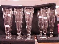 Nine pilsner glasses, 8 1/2" high decorated