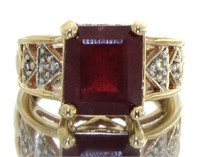 14kt Gold Natural 5.79 ct Ruby & Diamond Ring