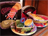 Eight highly decorated serving dishes,