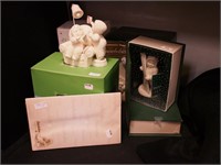 Six Snowbabies figurines in boxes: I Wonder