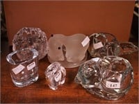 Six pieces of crystal including a Swedish vase,