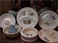 Seven pieces of vintage children's china: