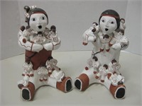 Pair 11" Tall Ceramic Story Teller Figurines