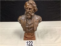 SIGNED H MILLER BRONZE BUST OF HENRY LONGFELLOW
