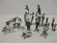 Lot Of Silver Plated Glass Animal Figurines