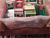 Large container of Hallmark Christmas ornaments