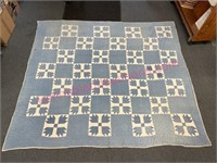 Antique blue-white quilt 71x83 (bear claw pattern)