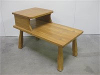 Vtg Wood 2-Tier End Table - 17" x 32" x 21"