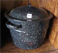 LARGE BLACK ENAMEL CANNING STOCK POT