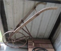 ANTIQUE STEEL WHEEL GARDEN PUSH PLOW