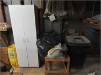 Cabinet, Trash can, Spreader and Shop Light