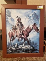 FRAMED "NATIVE AMERICAN ON HORSE" PUZZLE