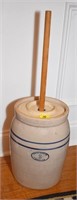 MARSHALL POTTERY - 3 GALLON STONEWARE CHURN WITH