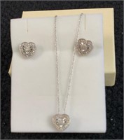 Osterman silver heart necklace/earrings