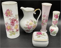 Rose Decorated Porcelain Vases
