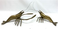 Pair of Brass Shrimp Figurines