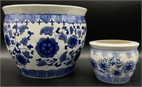 Pair of Blue and White Planters