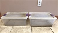 2 Small Plastic Containers W/ Lids