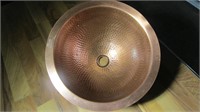 14" Round Copper Bathroom Sink, Depth 8"