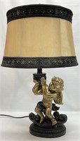 Painted Cherub Figural Lamp